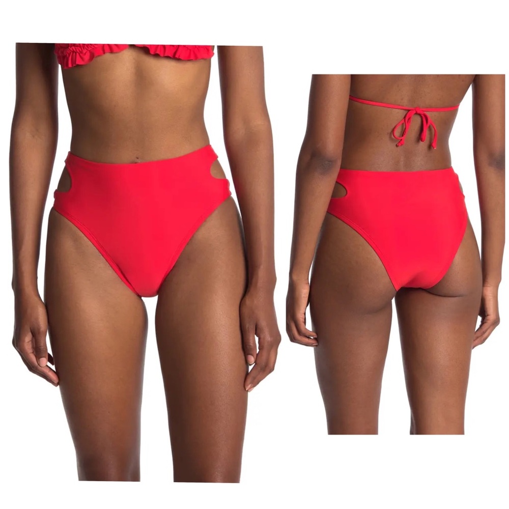 VYB Solid High Waist Side Cutout Bikini Bottoms NWT